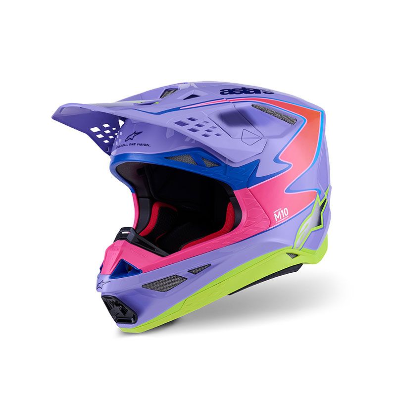 Casco Cross ALPINESTARS SUPERTECH S-M10 JETT LAWRENCE R01 ECE2206 - (Purple/Pink Fluo/Yellow Fluo Glossy)