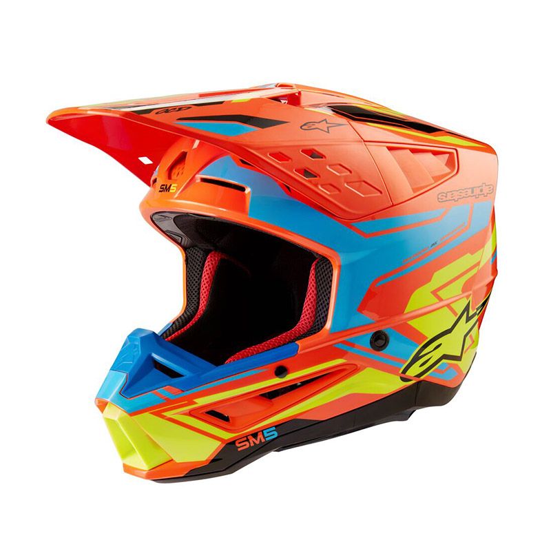 Casco Cross ALPINESTARS S-M5 ACTION 2 ECE2206 - (Orange Fluo/Cyan/Yellow Fluo Glossy)