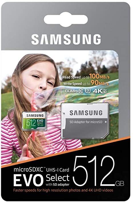 Micro SD Samsung EVO Select da 512 GB, classe 10