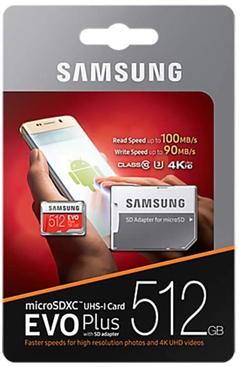 Micro SD Samsung evo Plus da 512 GB con Adattatore SD