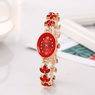 Elegant Boho Leaf Design Women'S Bracelet Watch