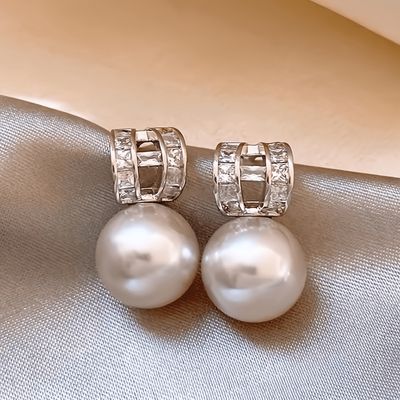 Pearl Glass Inlaid Earrings