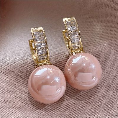 Pink Imitation Pearl Earrings