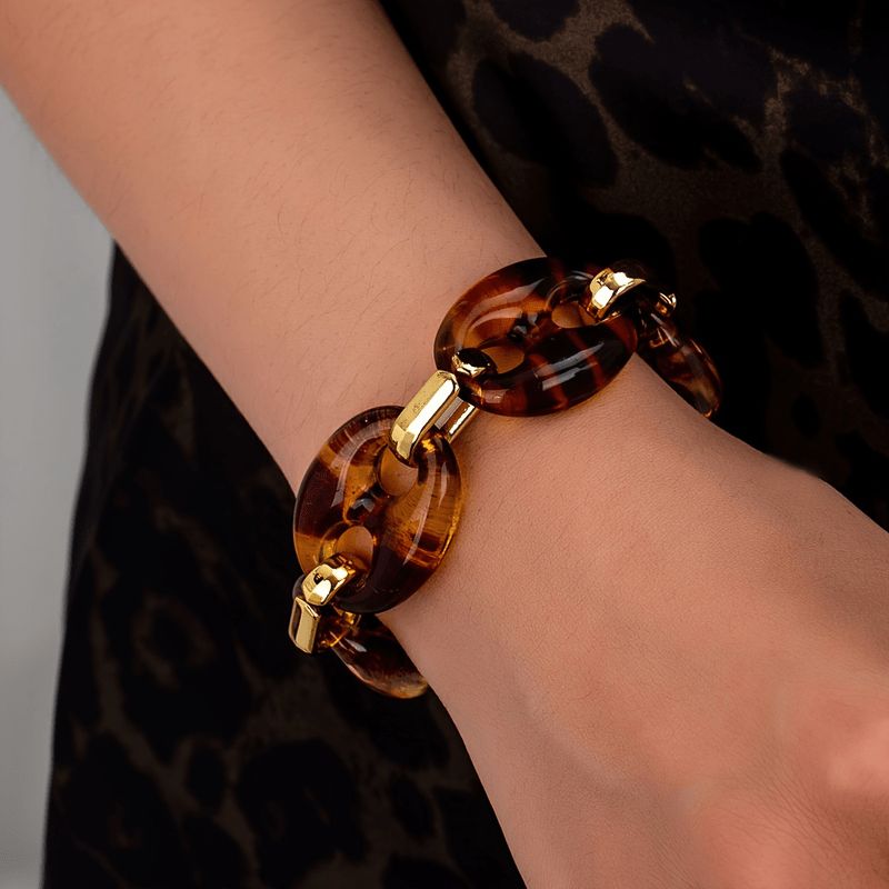 Bohemian Leopard Print &amp; Chain Bracelet