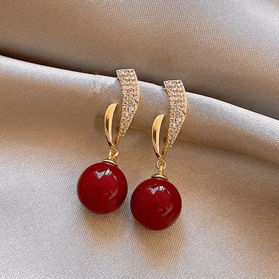 Red with Diamond Accent Earrings