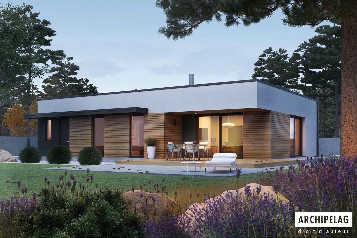 Maison Bois Moderne ,121 m², MINI 1 G1 MODERN (3-4 Ch)