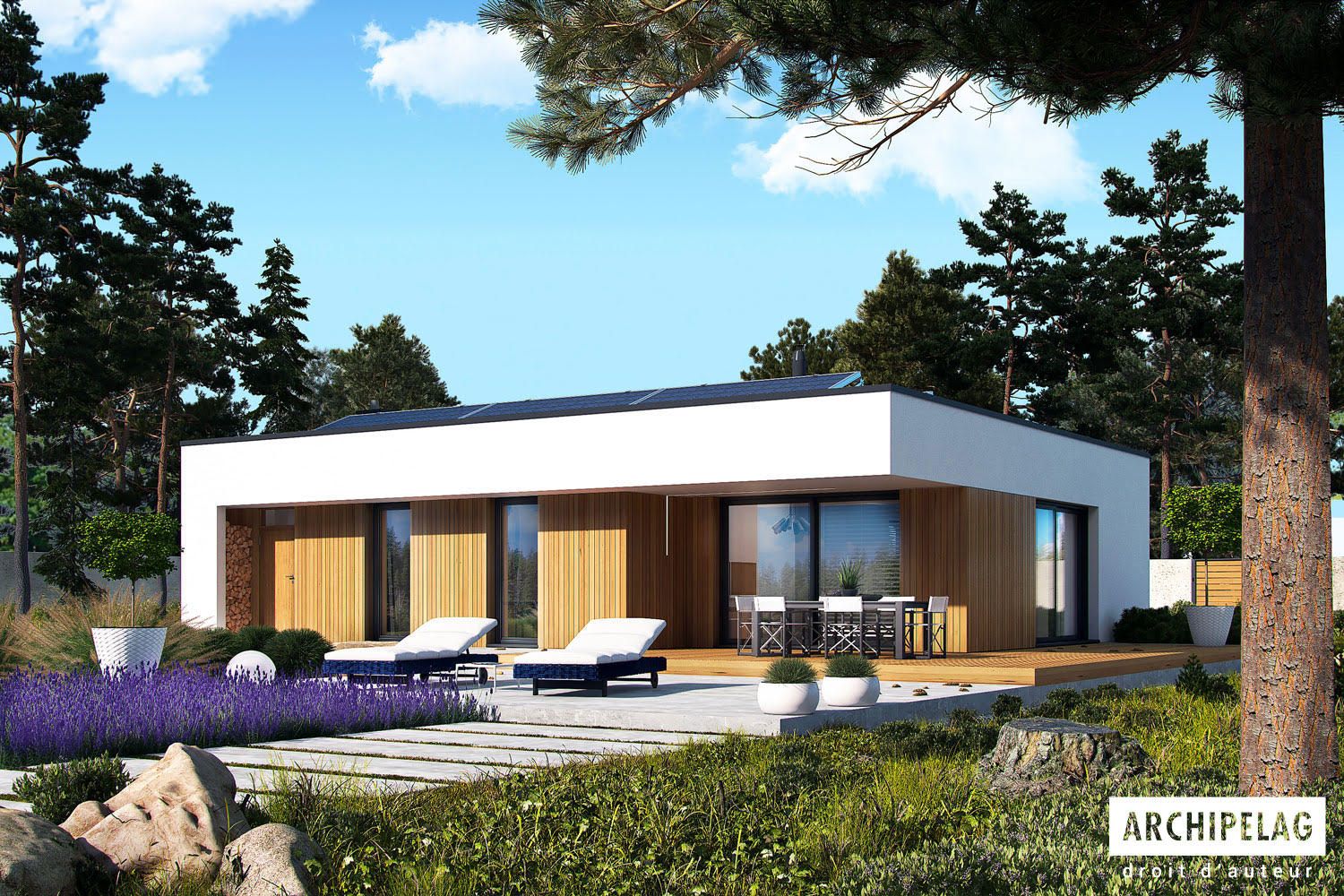 Maison Bois Moderne 120 m² MINI 4 MODERN , 3 chambres