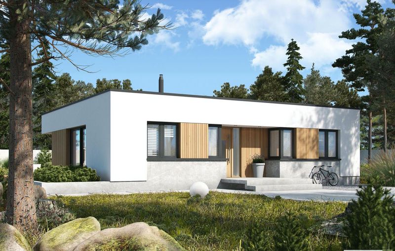 Maison en bois kit l'ossature bois "MINI 4 MODERN " 120 m² Plain-pied, toit plat / Auto-construction