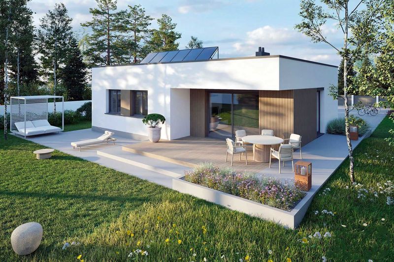 Maison en bois en kit Mini 3 MODERN PLUS toit plat, 89m2, 3 chambres