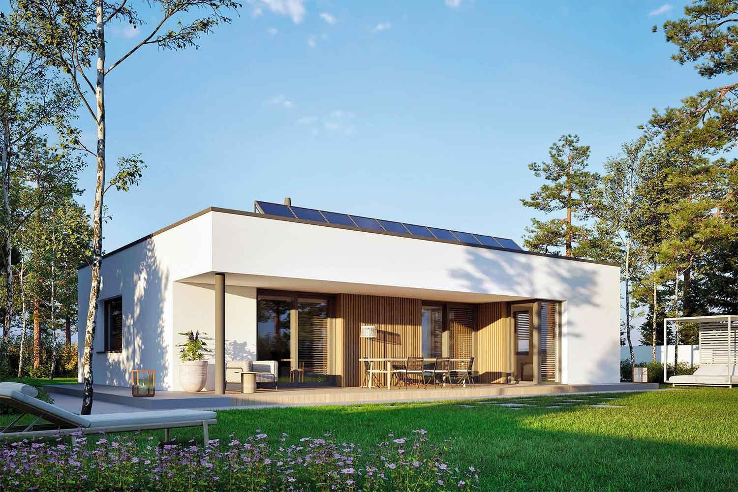 Maison en bois kit l'ossature bois Maison en bois kit l'ossature bois "MINI 25 Plain-pied, toit plat / Auto-construction