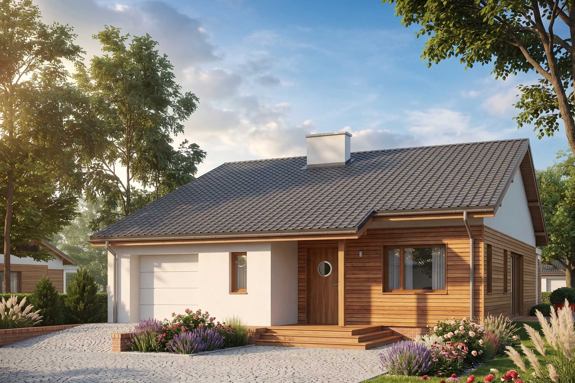 ARMANDO II G1 — Maison en Bois en Kit Ossature Bois 111 m², 2 Chambres + Garage (RE2020)