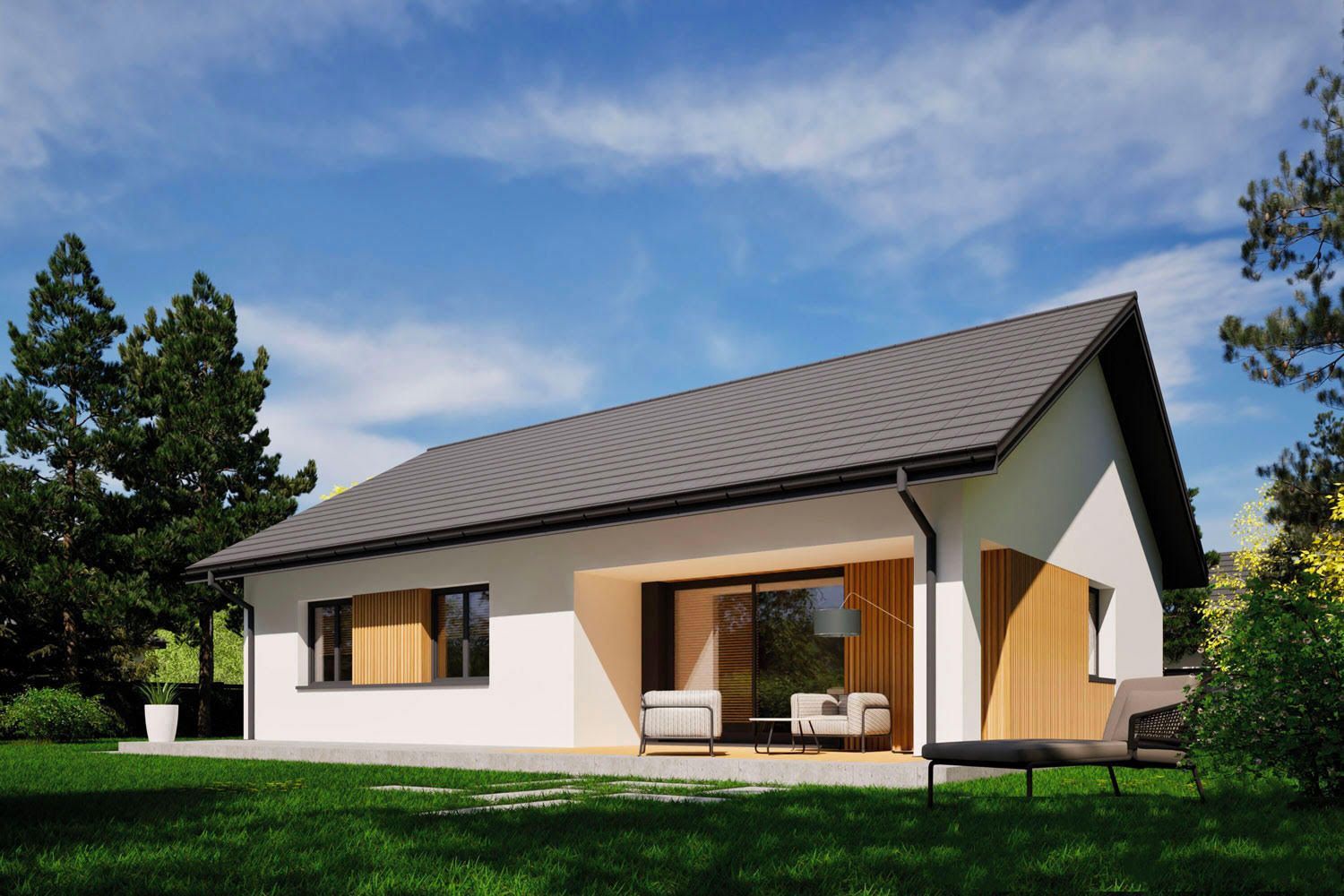 Maison en ossature bois préfabriquée kit MINI 23 PLUS, 92 m², 3 chambres Maison en ossature bois préfabriquée kit MINI 23 PLUS, 92 m², 3 chambres