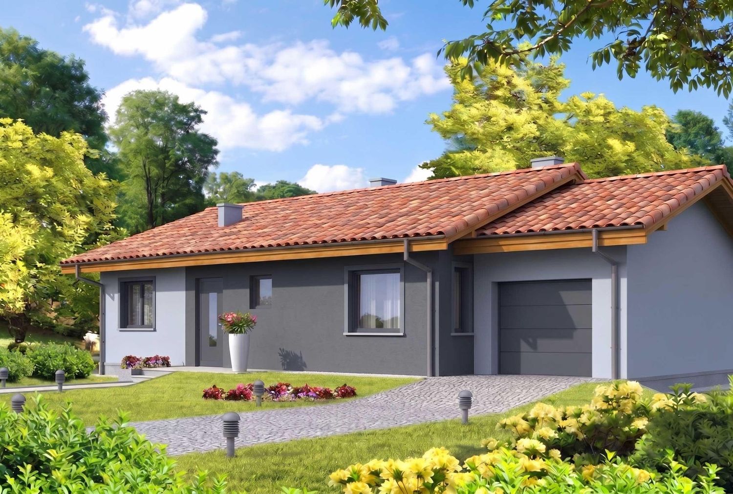 MANUELA G1 — Maison en Bois en Kit Ossature Bois 88 m², 3 Chambres + Garage (RE2020)