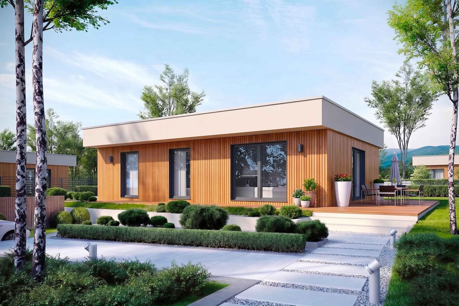 KORNEL V-BOIS — Maison en Bois en Kit Ossature Bois 100 m², 3 Chambres (RE2020) Prix spécial type maison sur les pieux toit plat KORNEL V-BOIS — Maison en Bois en Kit Ossature Bois 100 m², 3 Chambres (RE2020) Prix spécial type maison sur les pieux toit plat