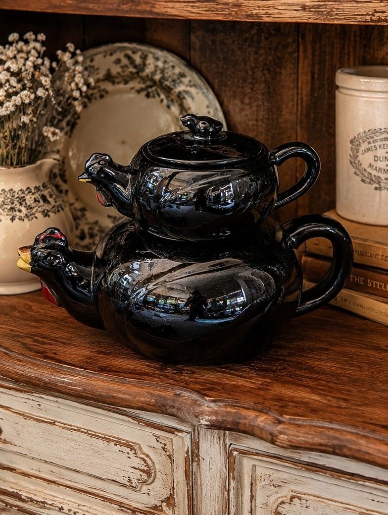 Rooster and Hen Tea Set