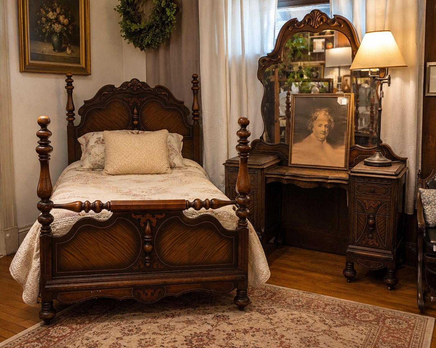 Antique Bedroom Set (vanity &amp; Head and footboard)