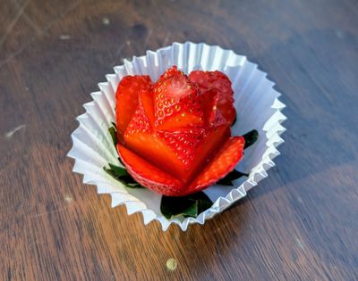 CBAD STRAWBERRY ROSES 4PK - $5.00 ***This order requires you to pick up at The Carlsbad Strawberry Shack.***On Feb. 14th, 2025 VALENTINE&#39;S DAY!