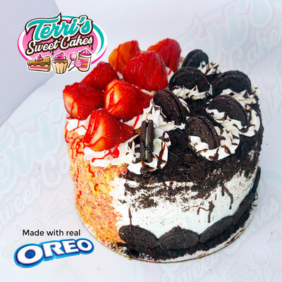 Half/Half Strawberry Oreo Cheesecake Cake