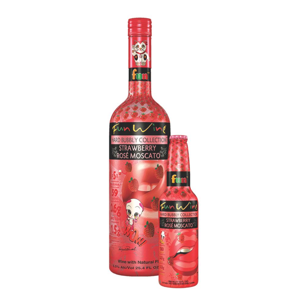 Fun Wine Strawberry Rose Moscato Premium Wine Cocktail 750mL