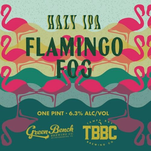 Green Bench Flamingo Fog