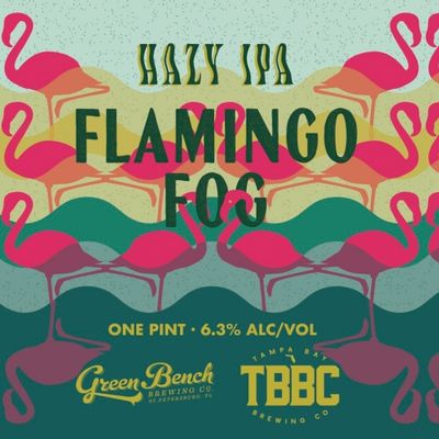 Green Bench Flamingo Fog