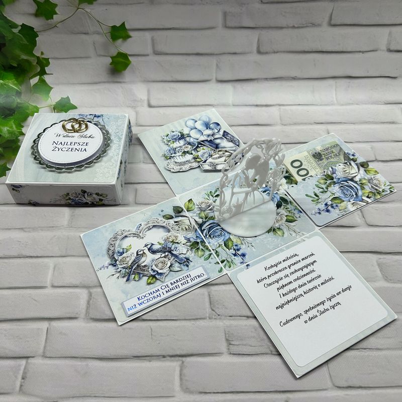 Exploding box ślubny – elegancka pamiątka ze srebrem