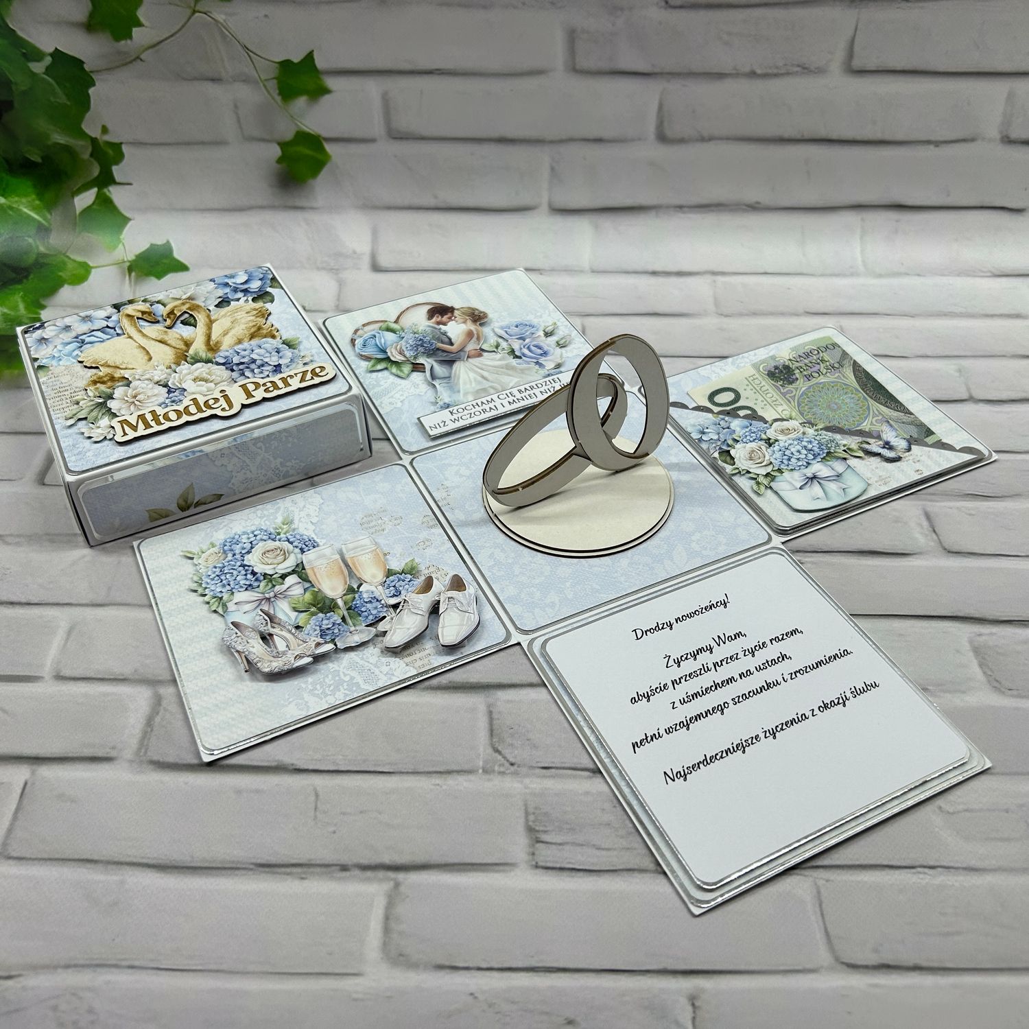 Exploding box ślubny – elegancka pamiątka ze srebrem