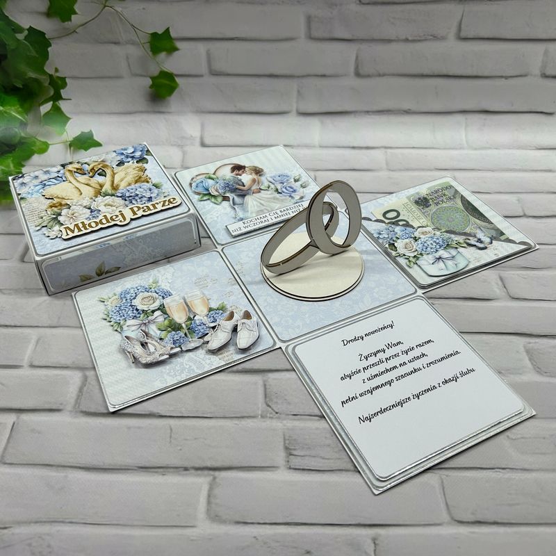 Exploding box ślubny – elegancka pamiątka ze srebrem