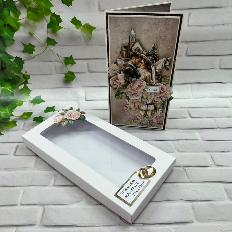 Kartka Ślubna DL w Eleganckim Pudełku – Wyjątkowa Pamiątka dla Pary Młodej