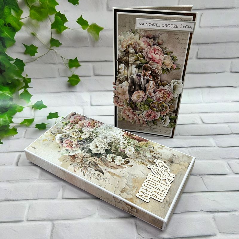 Kartka Ślubna DL w Eleganckim Pudełku – Wyjątkowa Pamiątka dla Pary Młodej