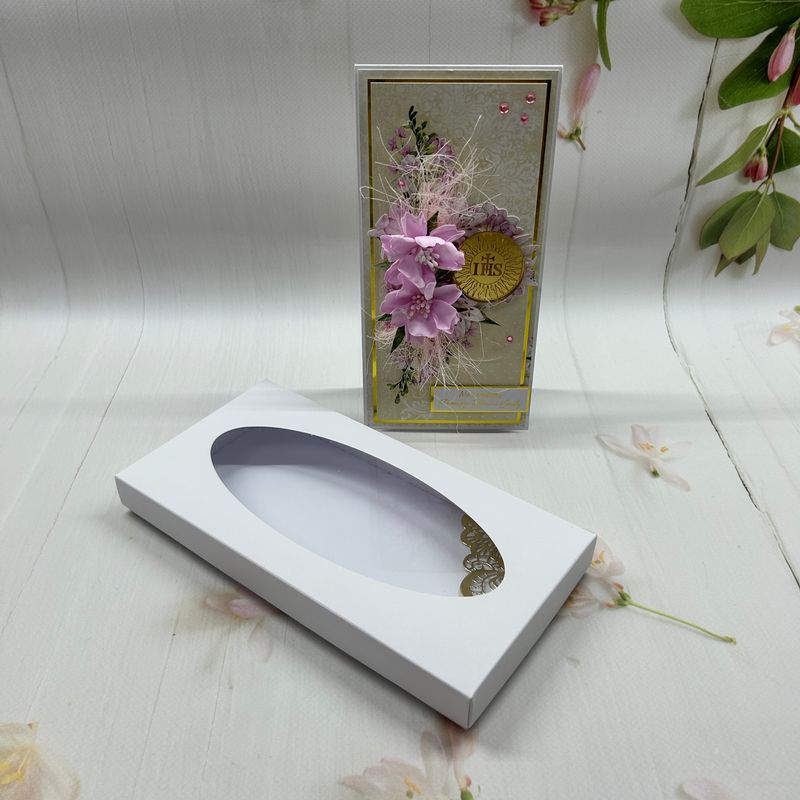 Kartka komunijna DL w pudełku - złote detale