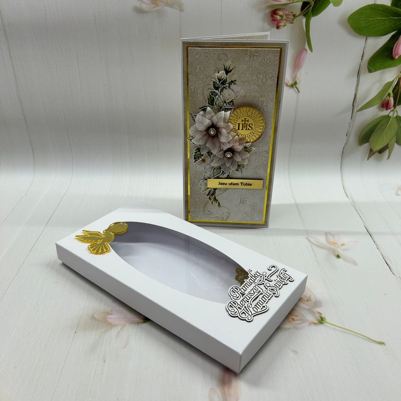 Kartka komunijna DL w pudełku - minimalistyczna