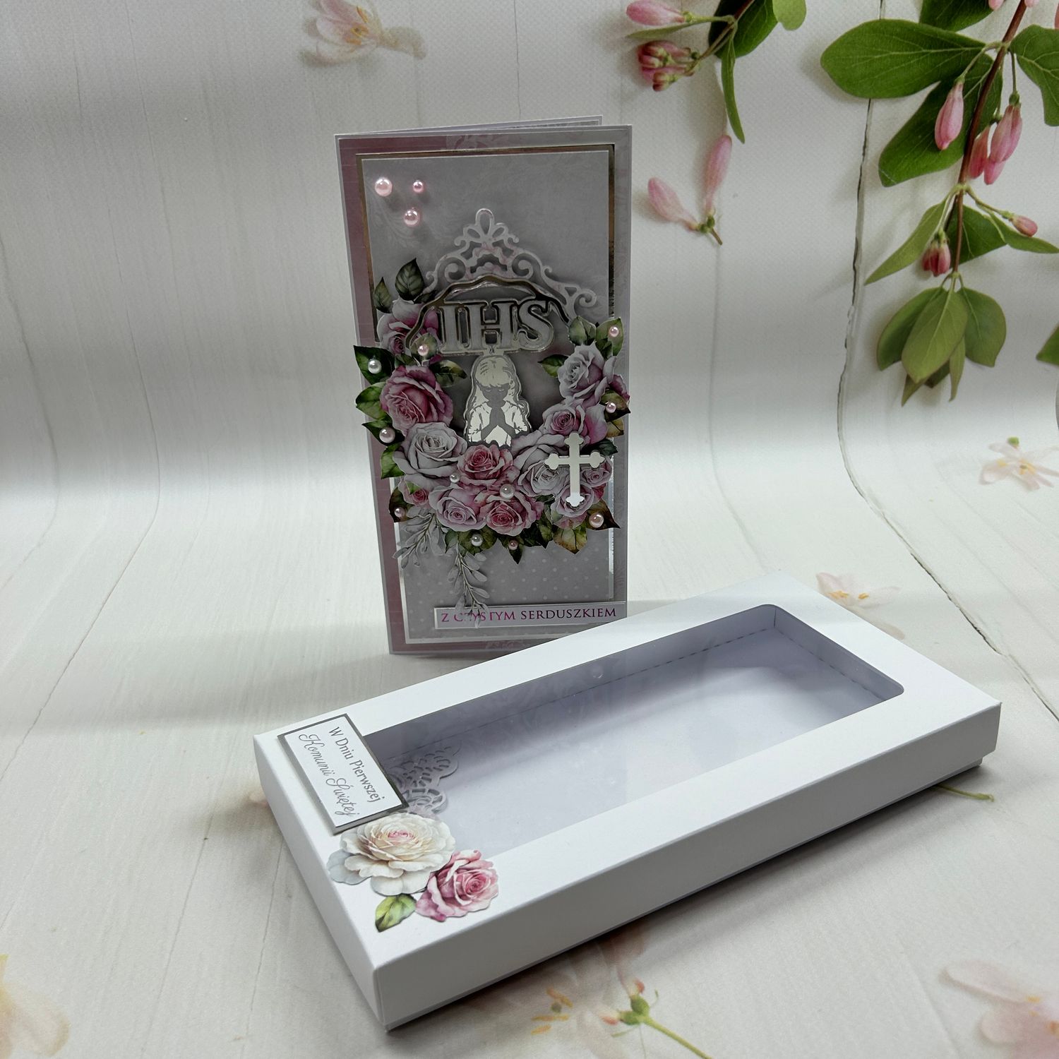 Kartka komunijna DL w pudełku - stylowy prezent
