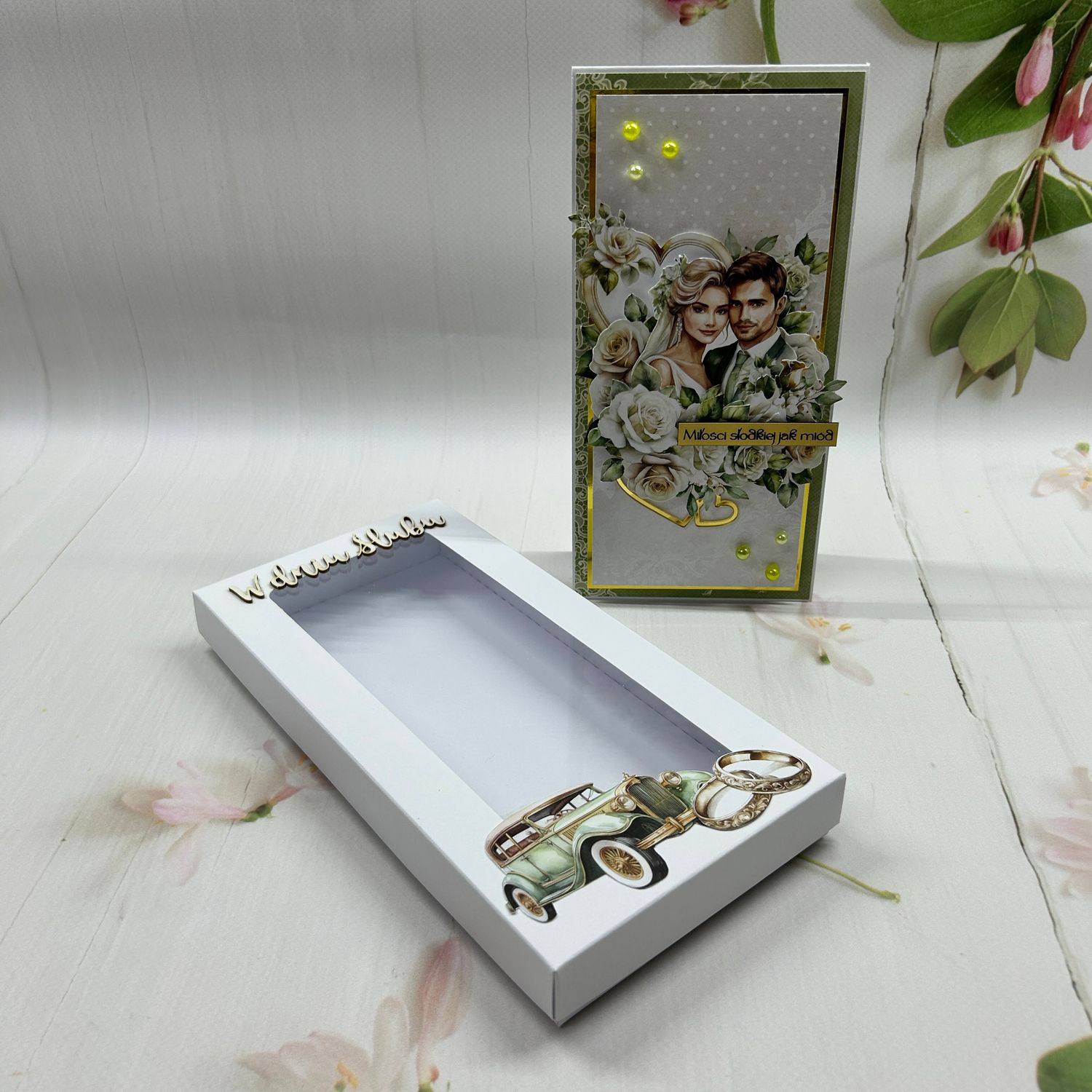 Ekskluzywna kartka ślubna ✨ pudełko + złote detale