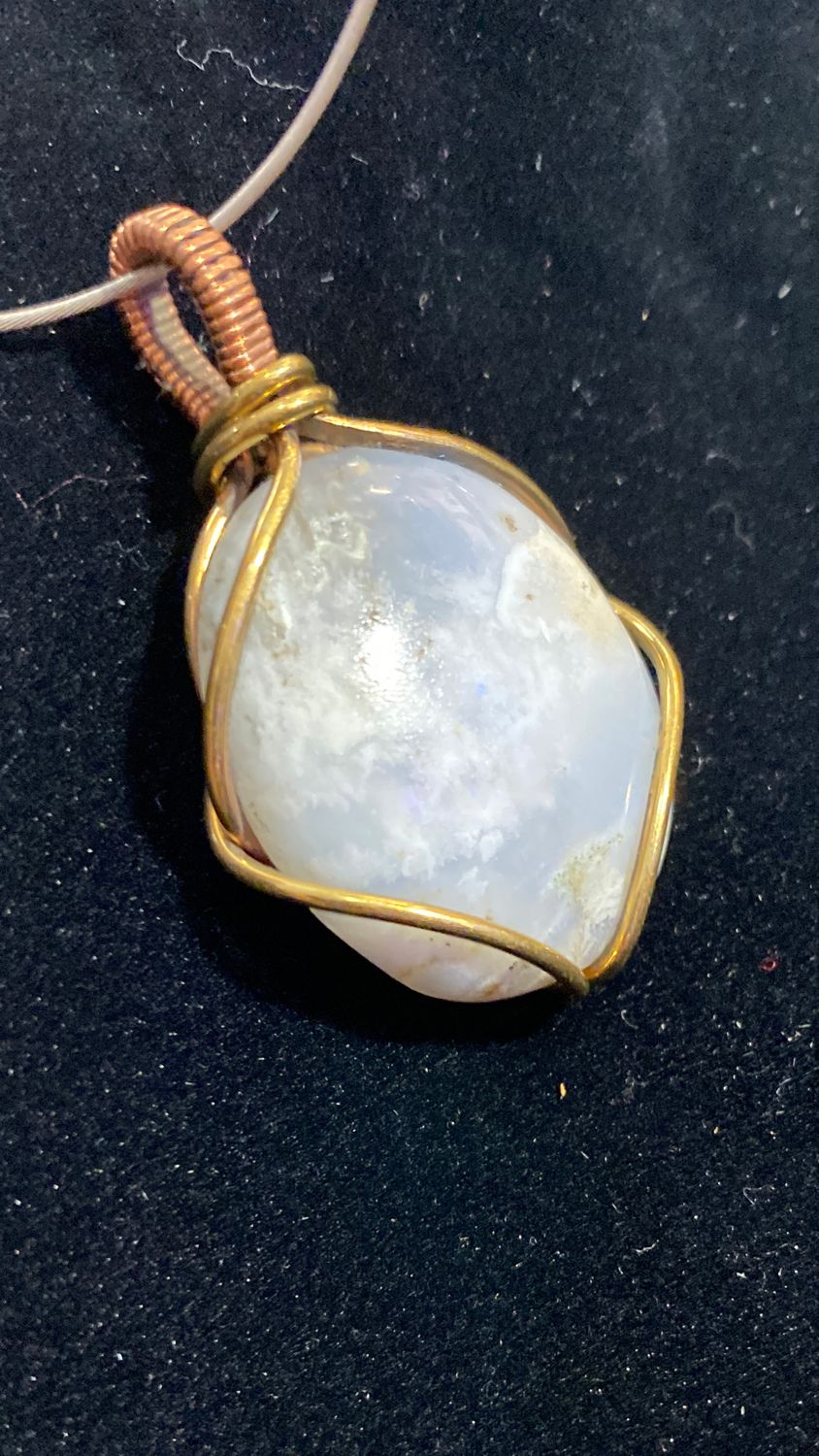 Camp Verde Agate Pendant Wrapped in Brass Wire