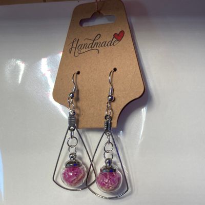Christmas Cactus Blooms &amp; Stamens - Dried Flower Earrings by Samaran Selkie
