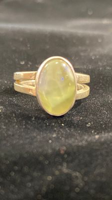 Prehnite with silver bezel
