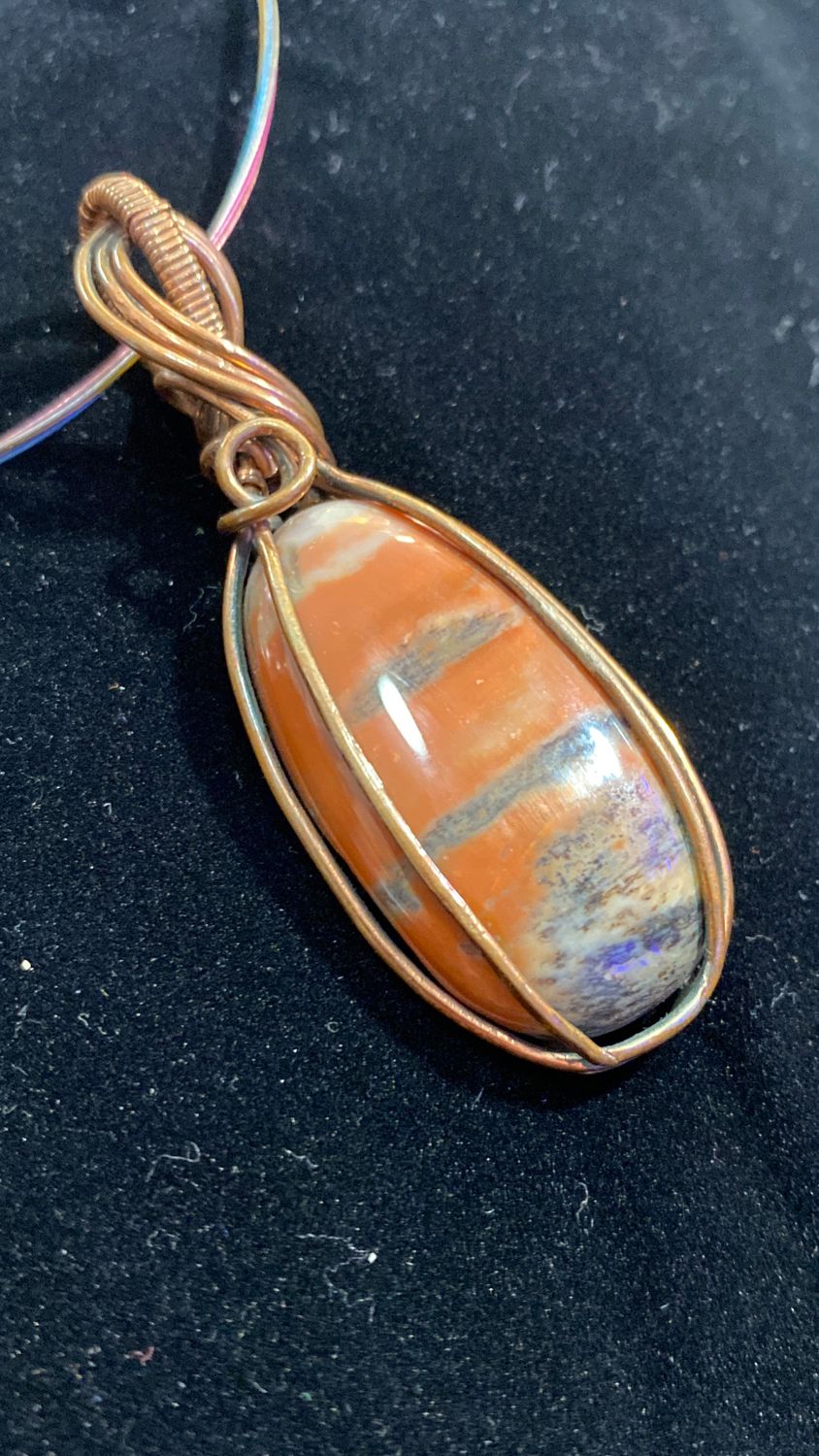Petrified Wood and Copper Wrapped Pendant