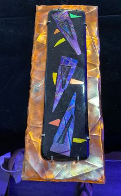 Dichroic Glass and Patina Copper Wall Sculpture