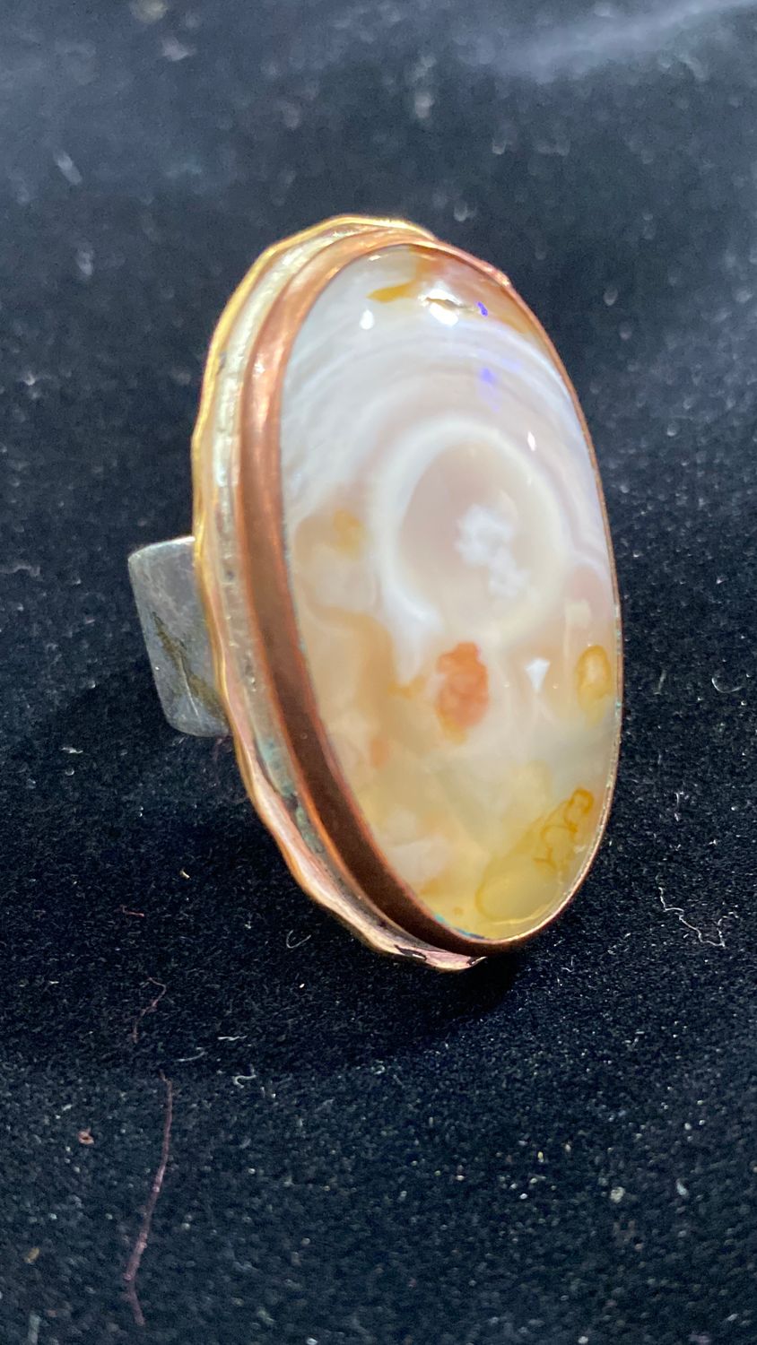 Oregon beach agate With copper bezel