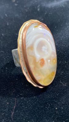 Oregon beach agate With copper bezel