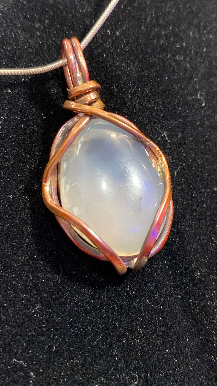 Translucent Oregon Beach Agate Pendant Wrapped in Copper