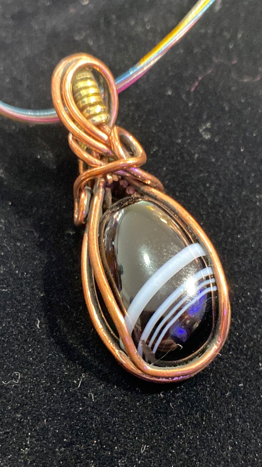 Tuxedo Agate Pendant Wrapped in Copper