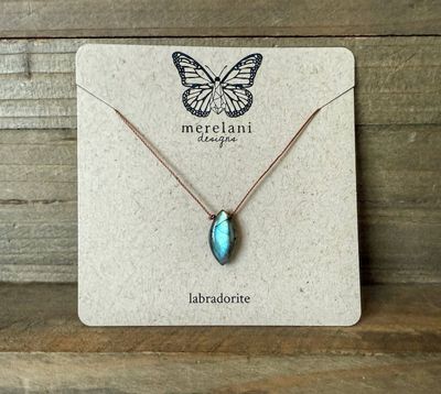 Labradorite Marquise Drop Cord Necklace