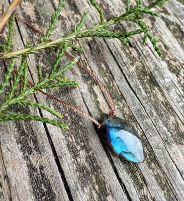 Labradorite Marquise Drop Cord Necklace