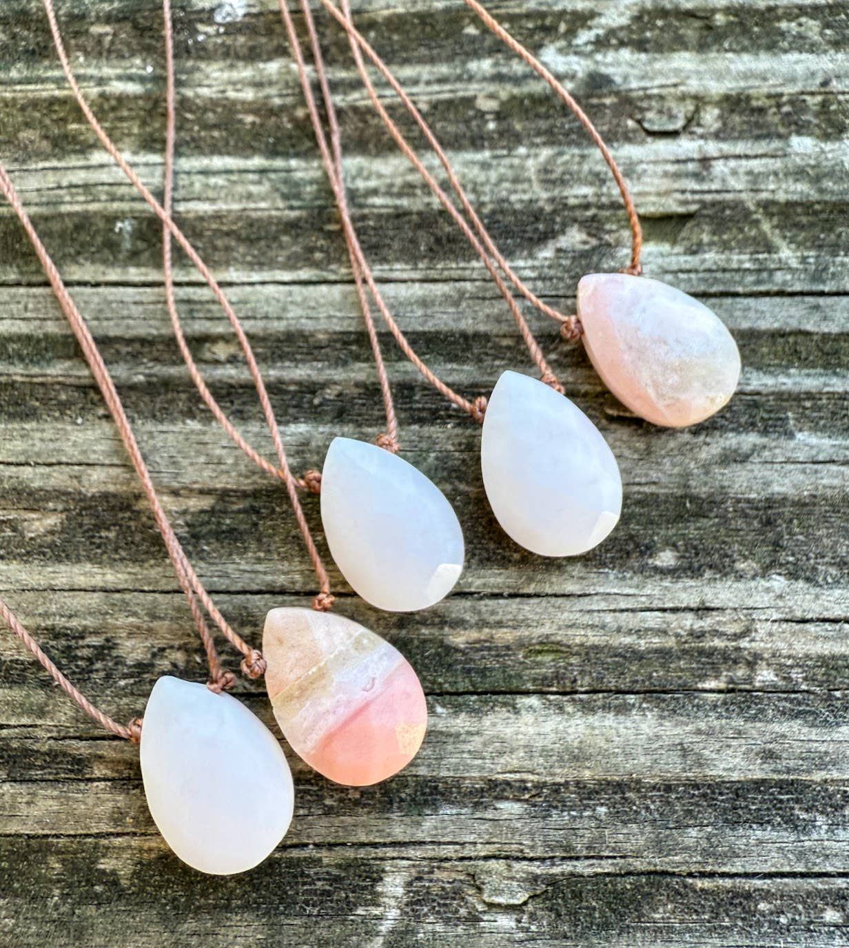 Pink Opal Faceted Teardrop Necklace, Size: 16"