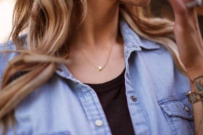 Hematite Small Gold Star Necklace