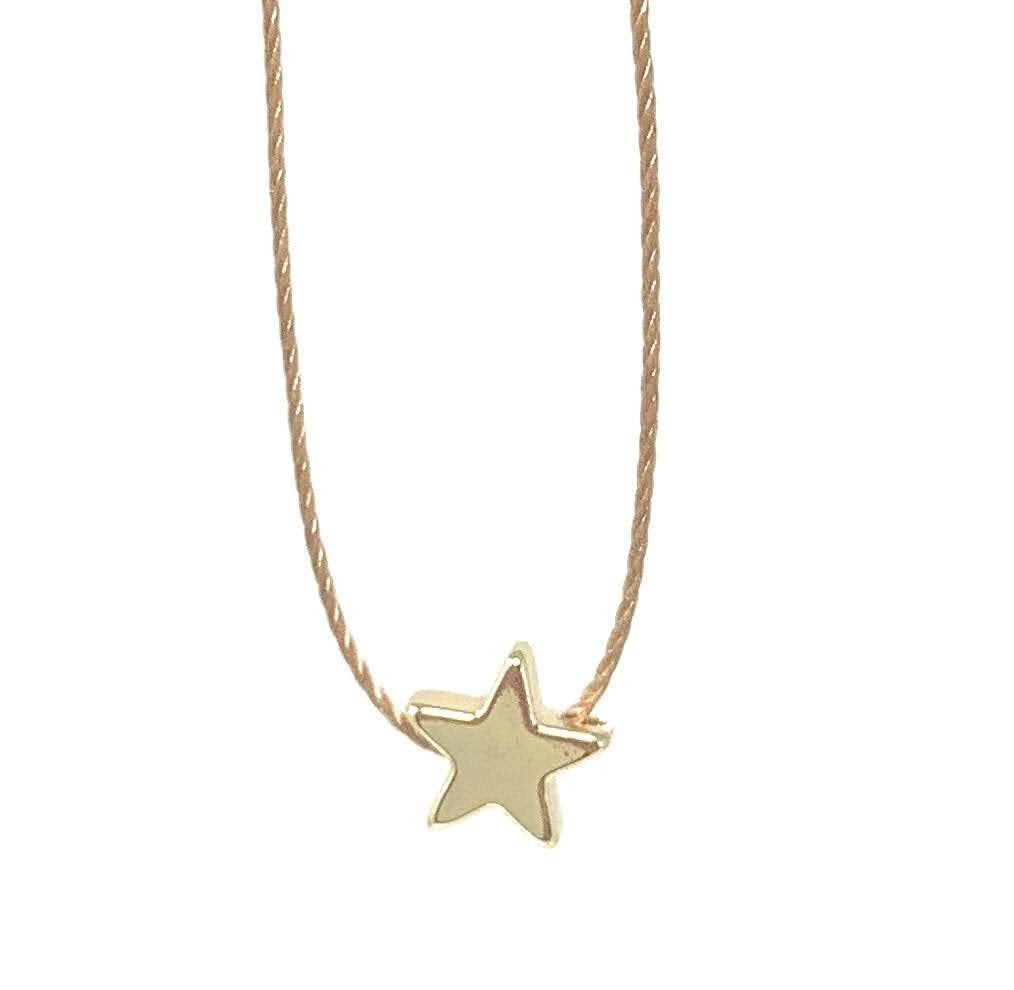 Hematite Small Gold Star Necklace, Length: 16 inches