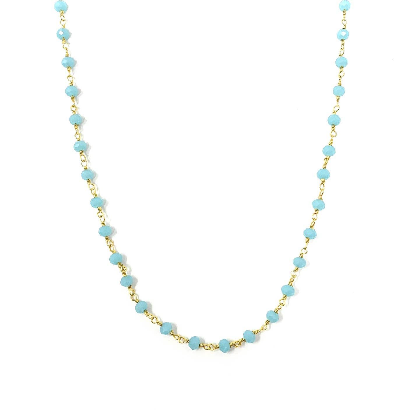 Aqua Chalcedony Beaded Necklace, Size: 20"
