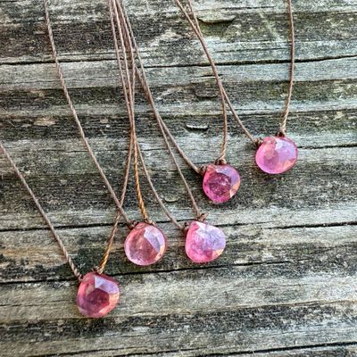 Pink Sapphire Small Faceted Teardrop Necklace
